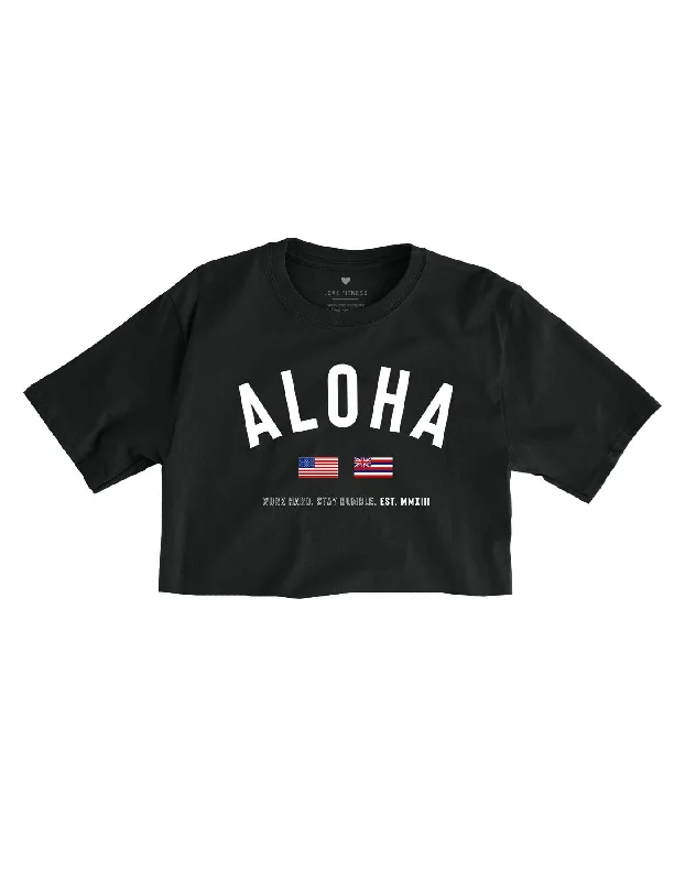 State of Aloha Crop Tee - Black