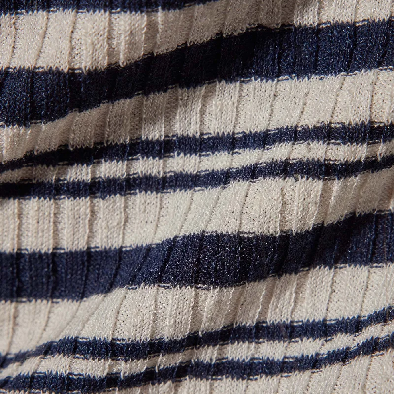 Stretch Linen Ribbed Dress - Canvas/Navy Stripe