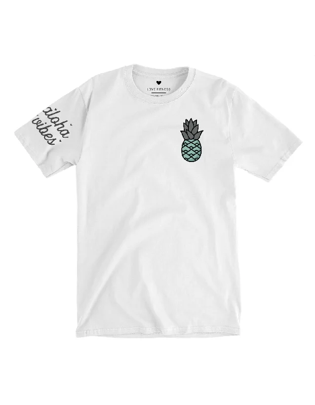 Teal Pineapple Logo Tee - White