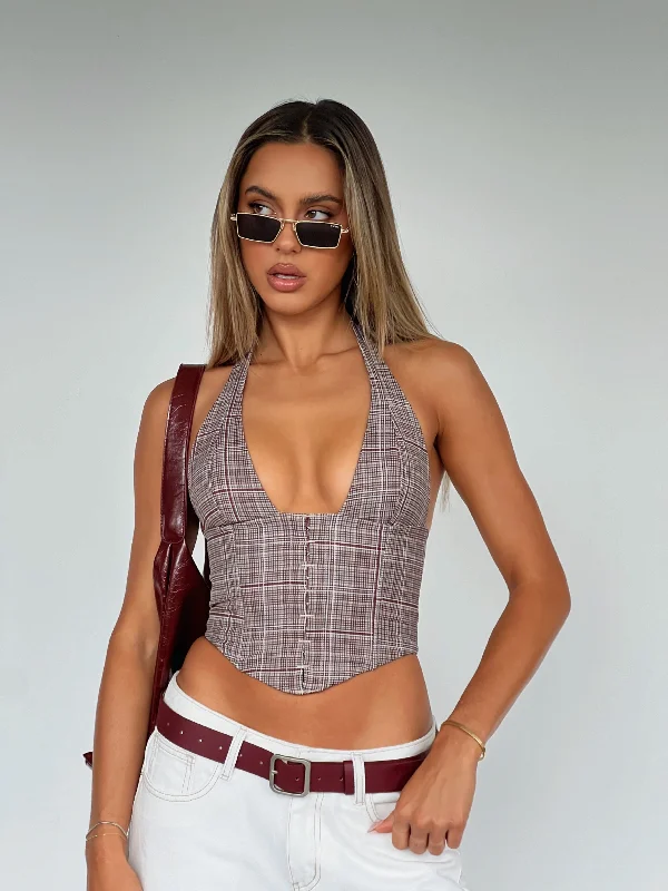 Throw It Away Bustier Mocha Check