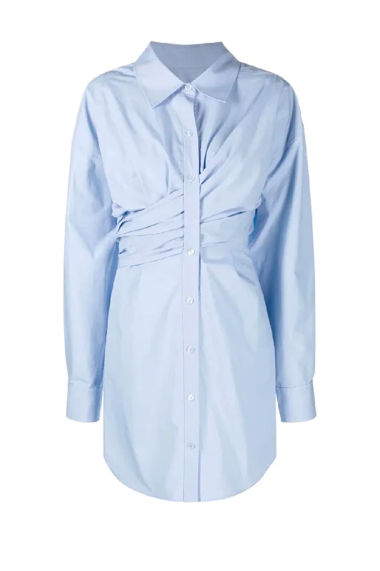 alexanderwang.t Draped Button Up Dress - Chambray Blue