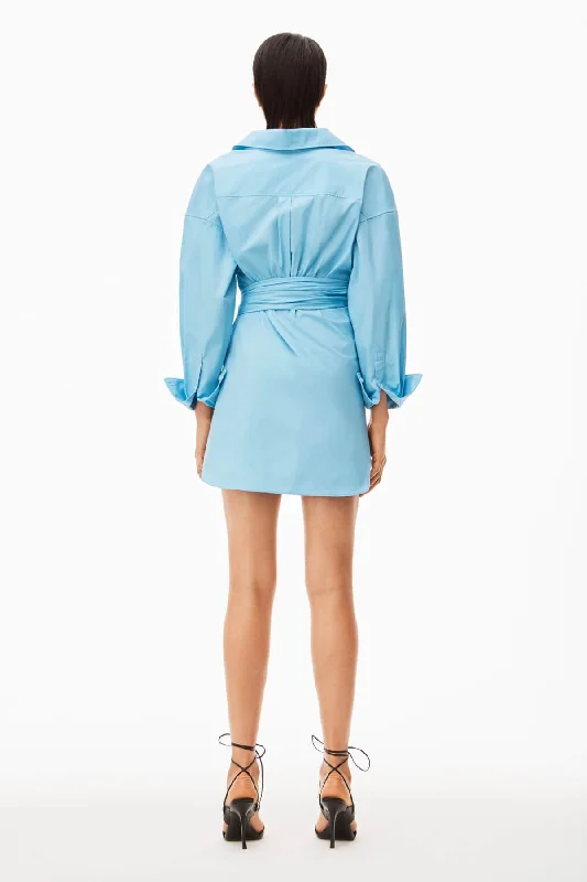 alexanderwang.t Draped Button Up Dress - Chambray Blue