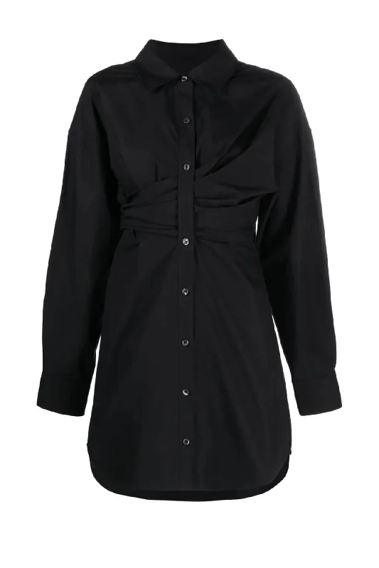 alexanderwang.t Draped Button Up Dress - Black