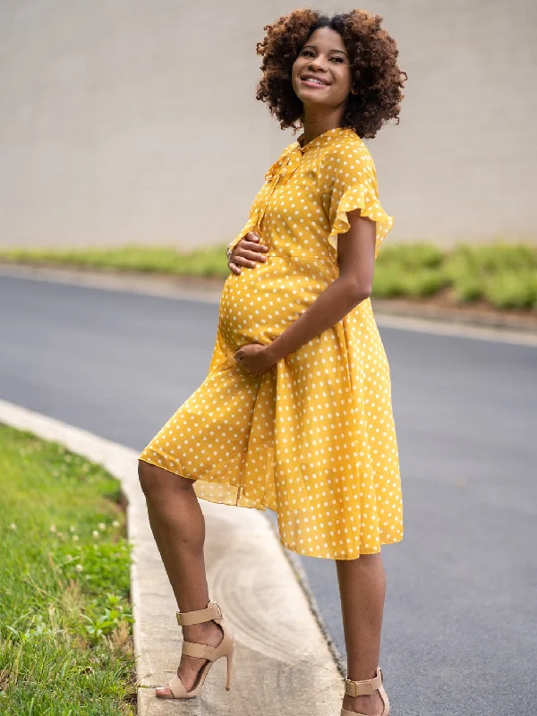 Dot You Mama Dress - Yellow - FINAL SALE