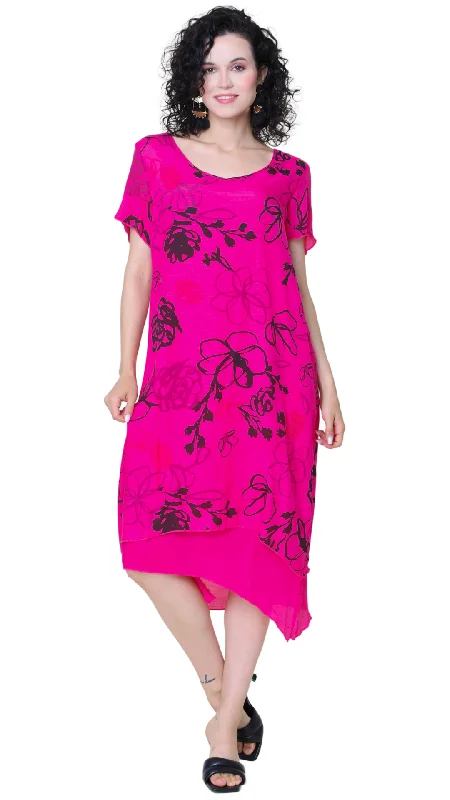 Asymmetrical Hem Floral Dress. Style FS241527