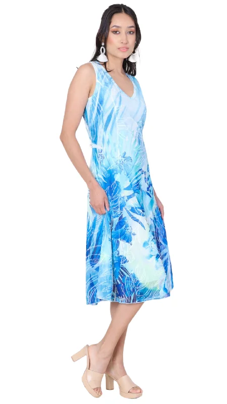 Leaf Print V-Neck Dress. Style CAT124143