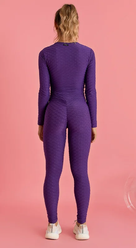 Long Sleeve Scrunch Booty One Piece - Purple