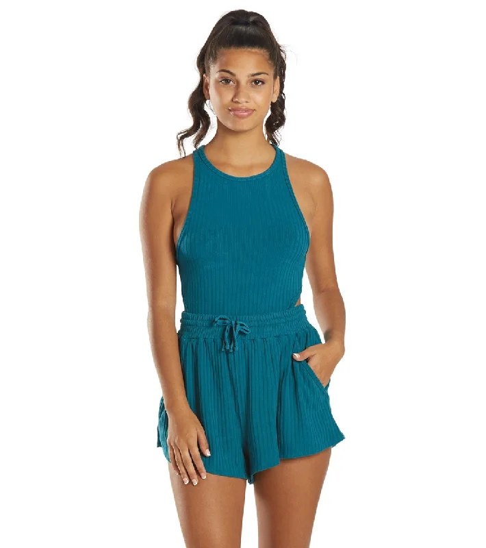 Free People Blissed Out Romper Blue Peacock