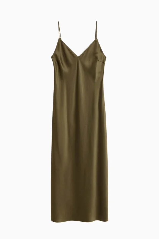 Joseph Clea Silk Satin Slip Dress - Hass Avocado