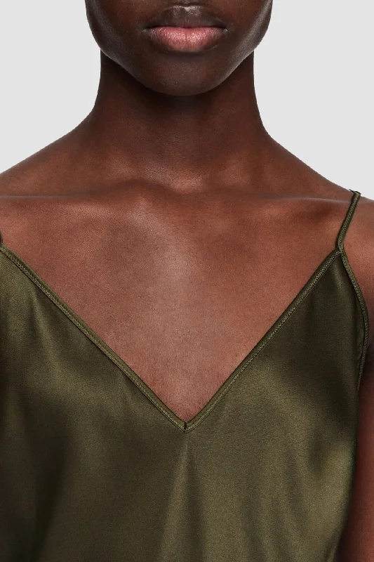 Joseph Clea Silk Satin Slip Dress - Hass Avocado