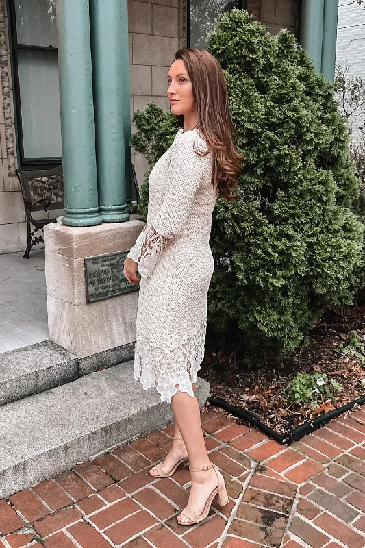 Lydia Crochet Dress in Ivory