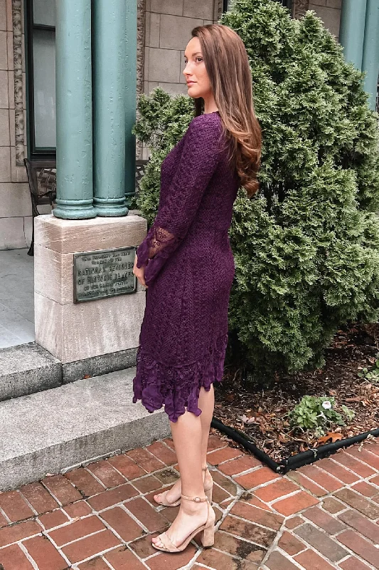 Lydia Crochet Dress in Plum