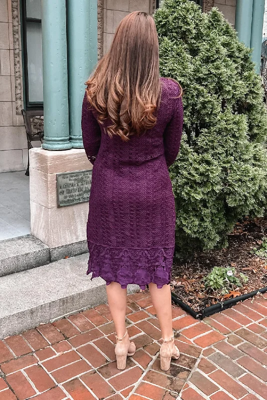 Lydia Crochet Dress in Plum