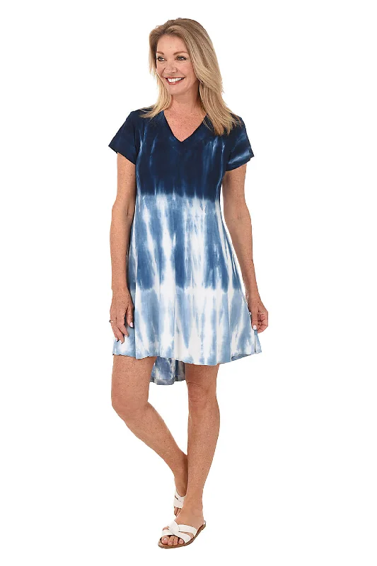 Navy Dip-Dyed High-Low Dress