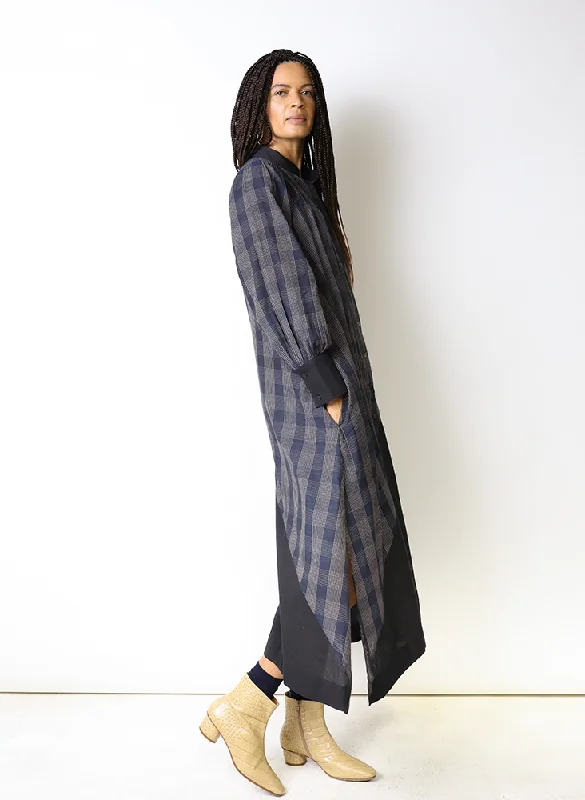 Raf Dress, sapphire plaid + black