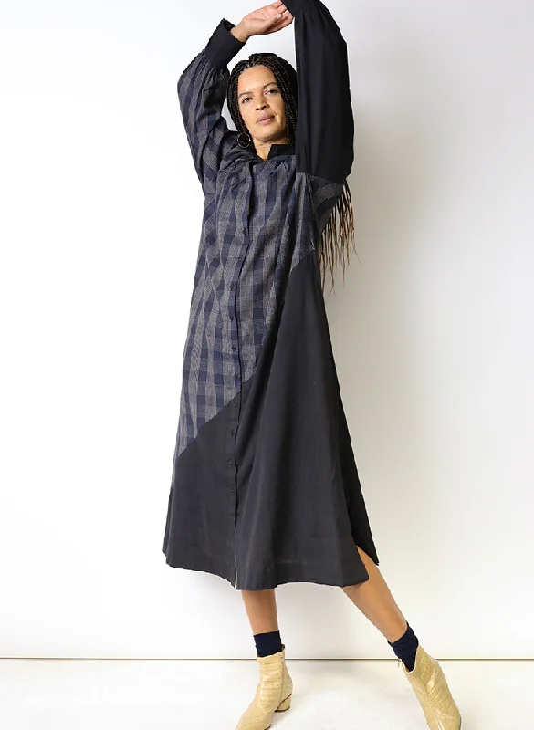 Raf Dress, sapphire plaid + black