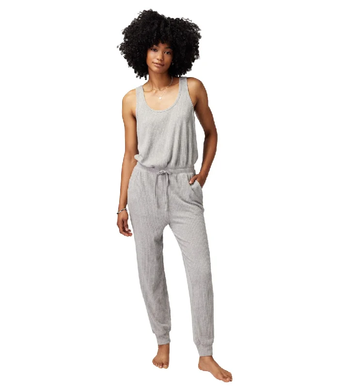 Spiritual Gangster Harmony Rib Jogger Jumpsuit Heather Grey