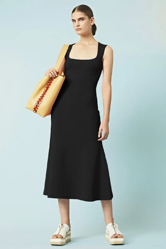 Stella McCartney Sleeveless Compact Knit Midi Dress - Black