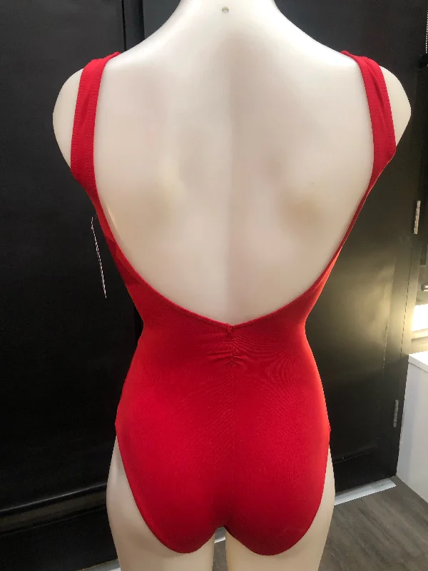 Studioline deep V-back tank leotard- Woman Red