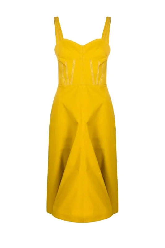 Victoria Beckham Bra Detail Cotton Dress - Yellow Ochre