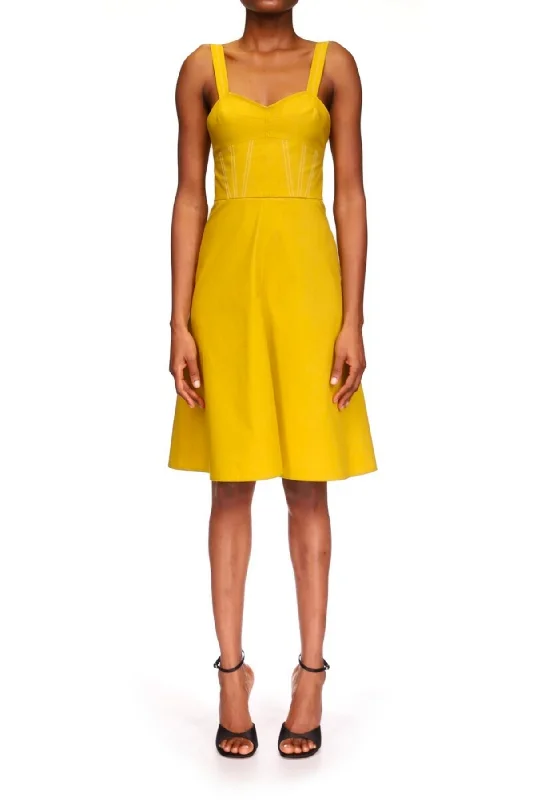 Victoria Beckham Bra Detail Cotton Dress - Yellow Ochre