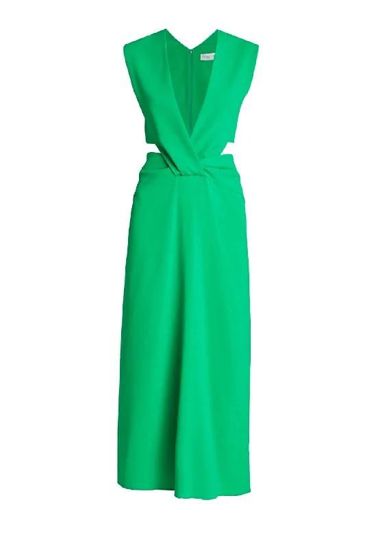 Victoria Beckham Twist Wrap Midi Dress - Bright Green