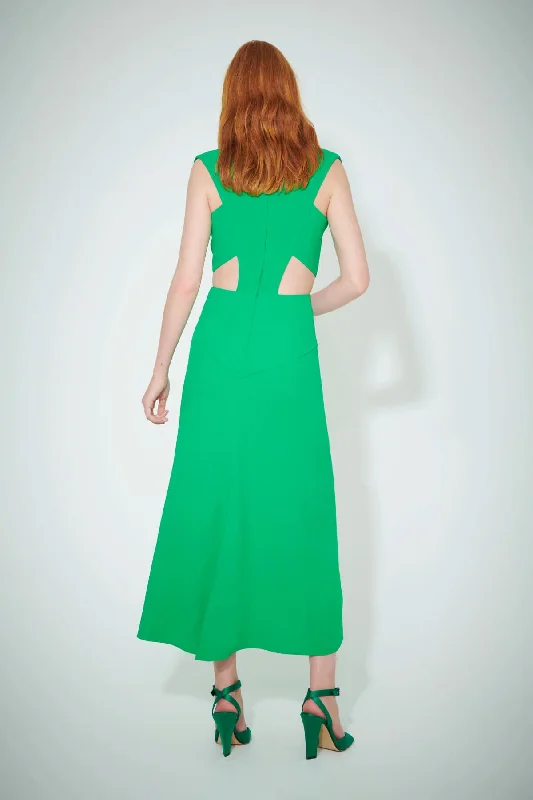 Victoria Beckham Twist Wrap Midi Dress - Bright Green