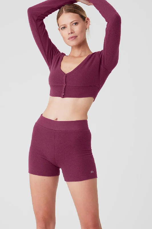 Alolux Cropped Me Time Cardigan - Wild Berry