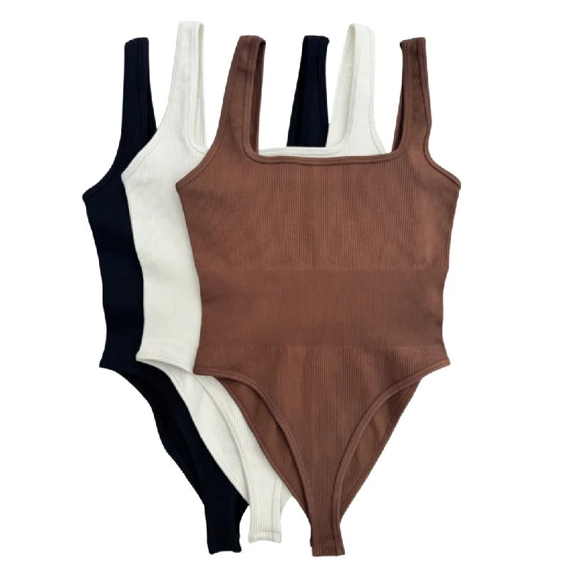 Wide Strap Ribbed Seamless Bodysuit