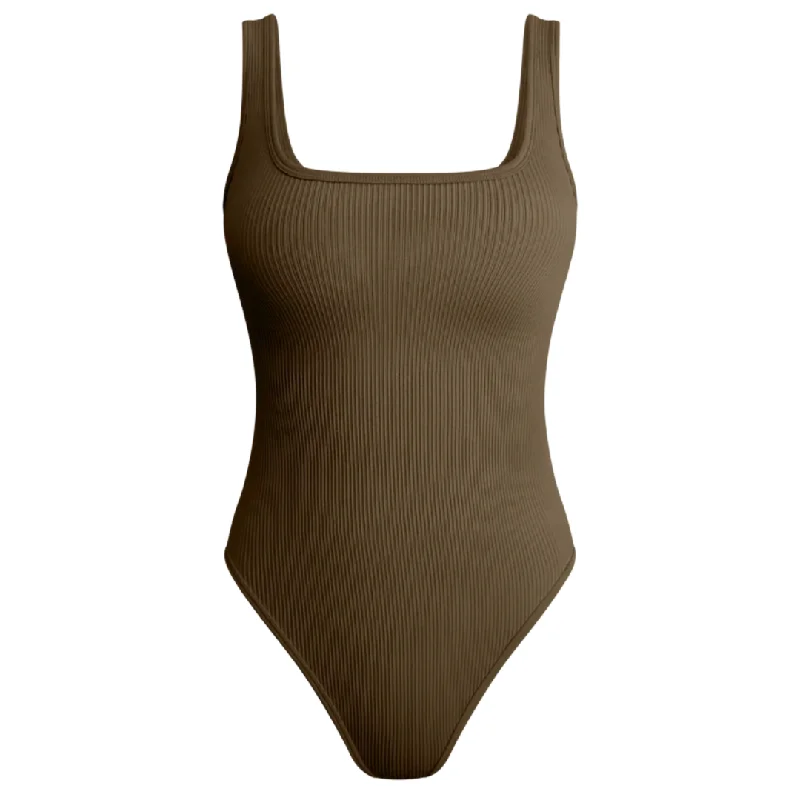 Wide Strap Ribbed Seamless Bodysuit