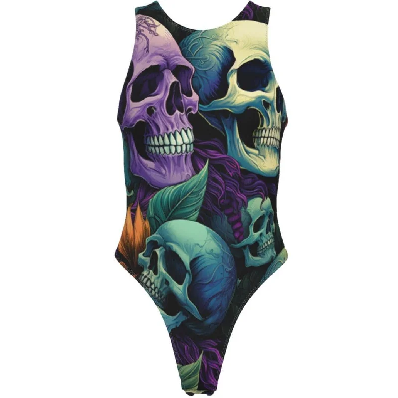 Women's Purple Blue Skulls Tank Bodysuit