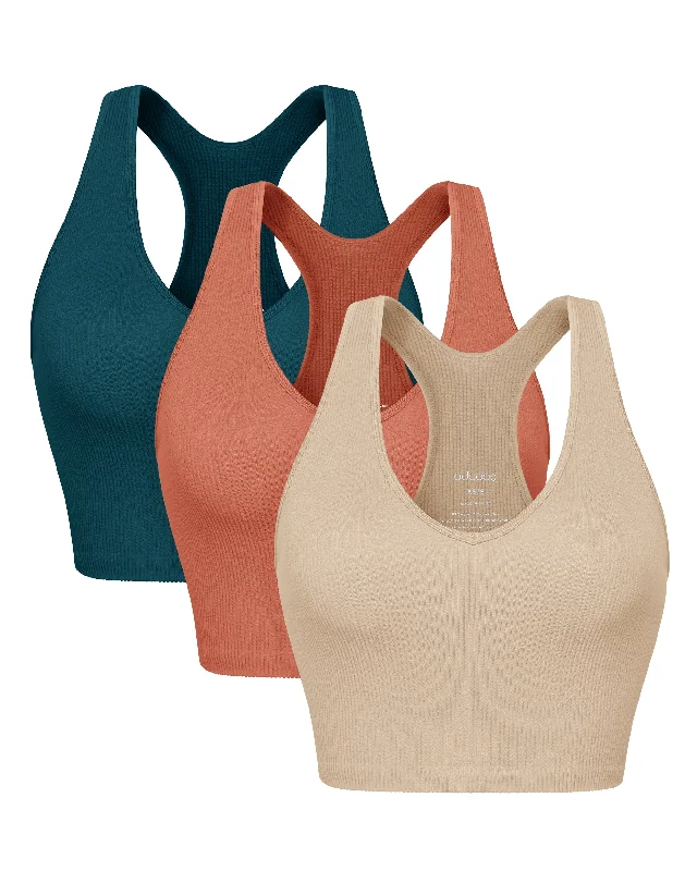 3-Pack Seamless Racerback Crop Tank Tops