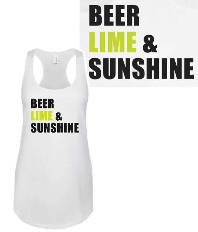 Beer, Lime & Sunshine - White Next Level Raceback Tank For Women