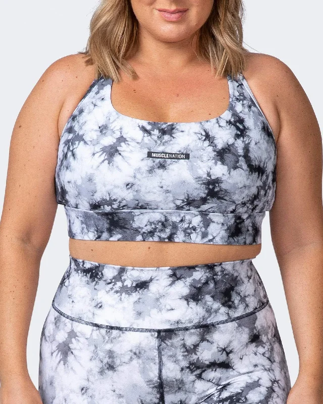 Brace Yourself Bra - Grey Black Tie Dye Print