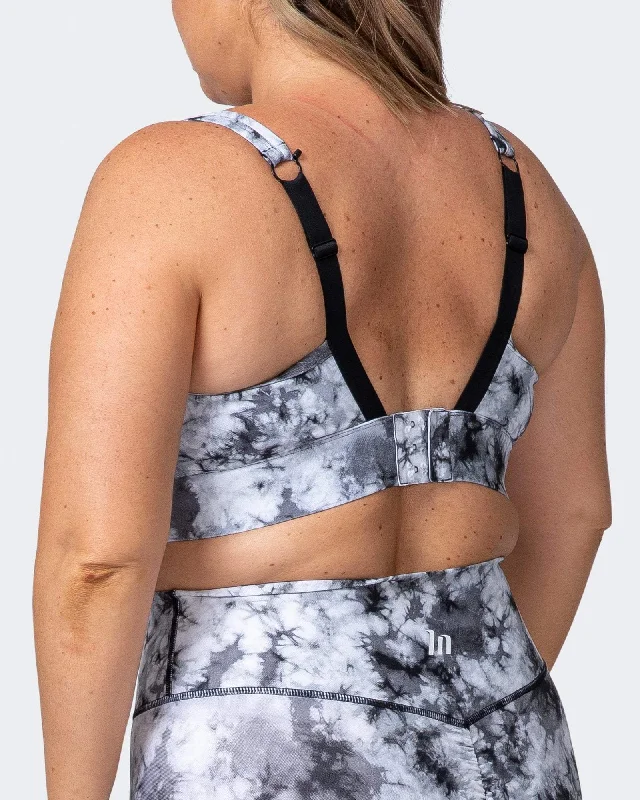 Brace Yourself Bra - Grey Black Tie Dye Print