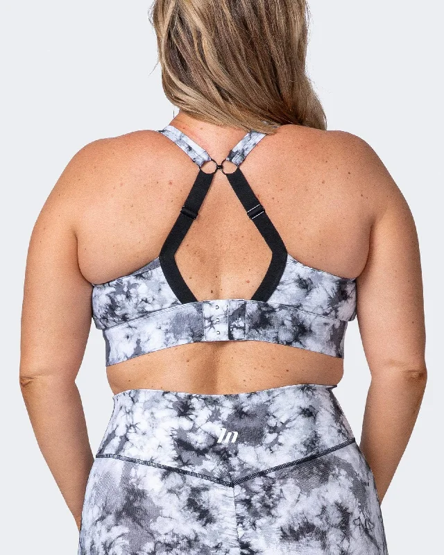 Brace Yourself Bra - Grey Black Tie Dye Print