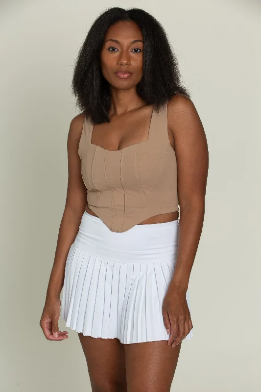 Brown Beige Corset Tank Top