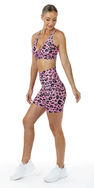 Candy Leopard Eco Scrunch Bum Midi Shorts