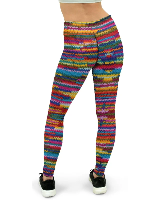 Colorful Knitted Pattern Yoga Pants