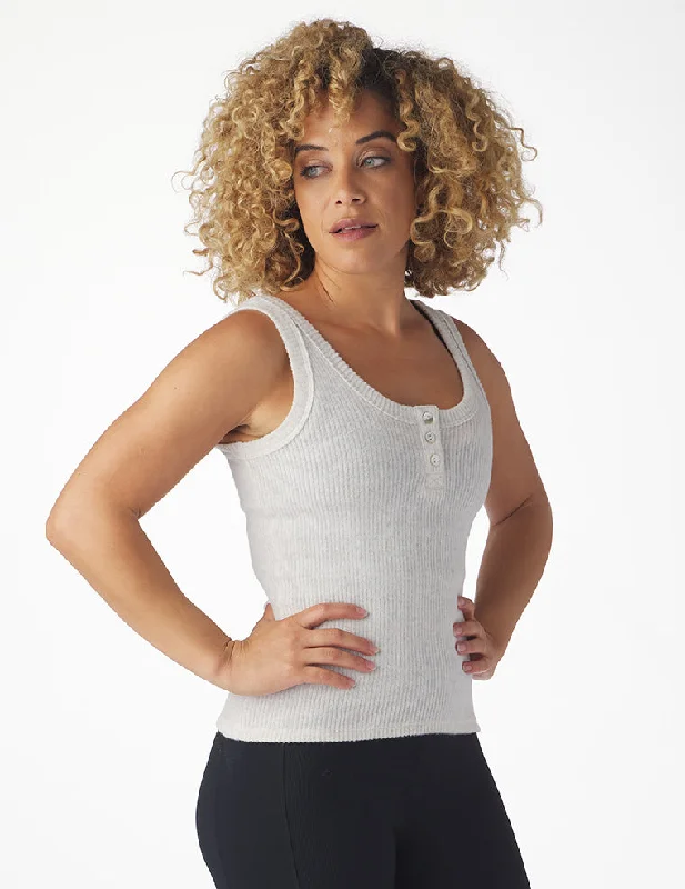 Comfort Henley Tank: Oatmeal Heather