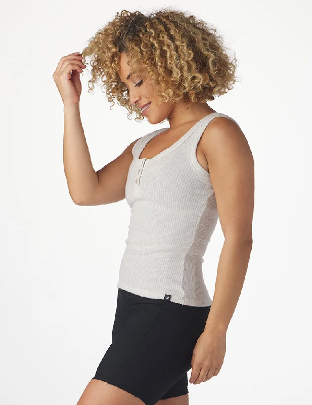 Comfort Henley Tank: Oatmeal Heather