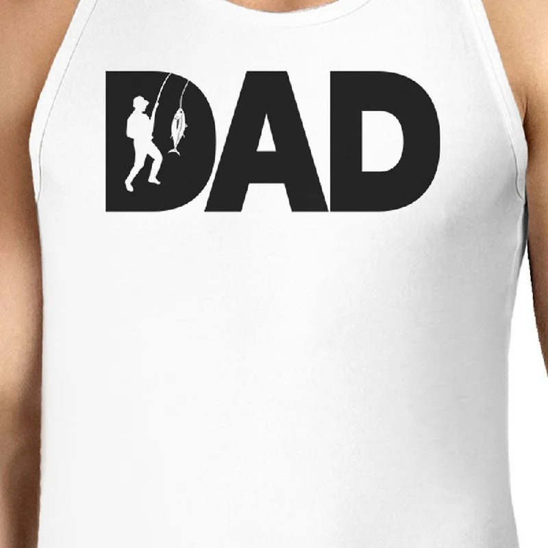 Dad Fish Mens White Graphic Tanks Unique Dad Gifts From Daughter