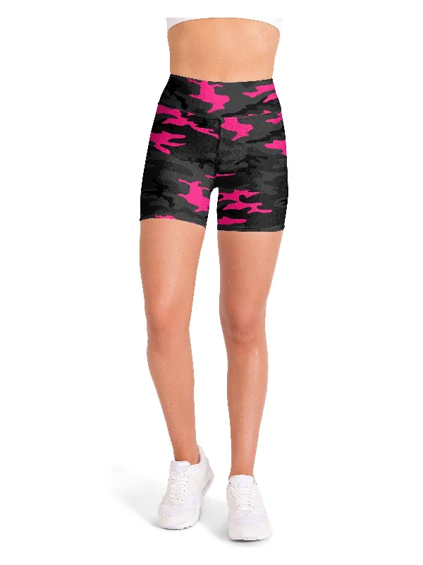 Dark Pink Camo Yoga Shorts