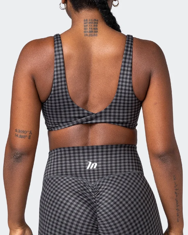 Demi Bralette - Monochrome Check Print