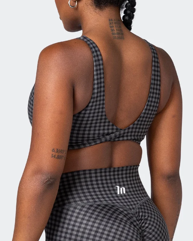 Demi Bralette - Monochrome Check Print