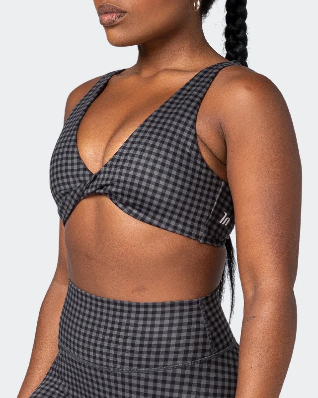 Demi Bralette - Monochrome Check Print