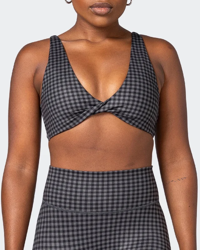 Demi Bralette - Monochrome Check Print