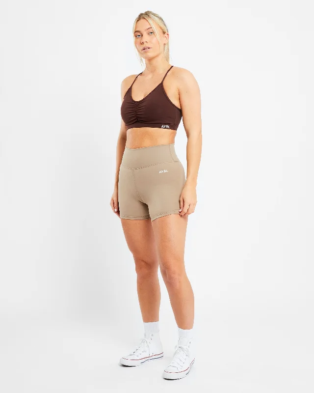 Essential Ruched Sports Bra - Chocolate Brown