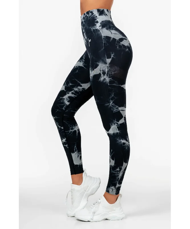 Famme Black Tie Dye Scrunch Leggings