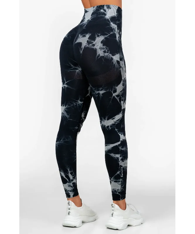 Famme Black Tie Dye Scrunch Leggings